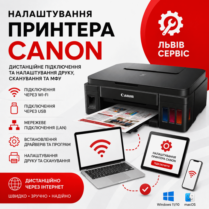 Налаштування принтера Canon — дистанційне підключення, друк і сканування