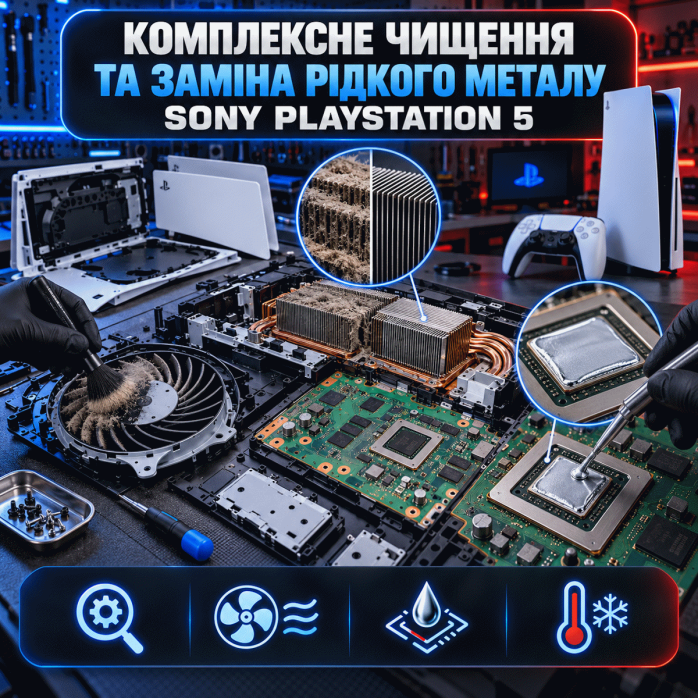 Комплексне чищення та заміна рідкого металу Sony PlayStation 5