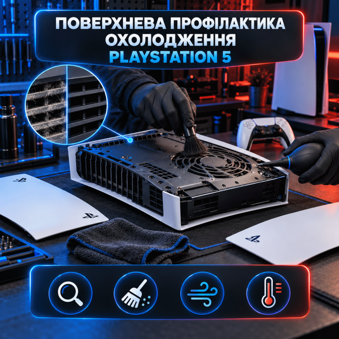 Поверхнева профілактика охолодження Sony PlayStation 5