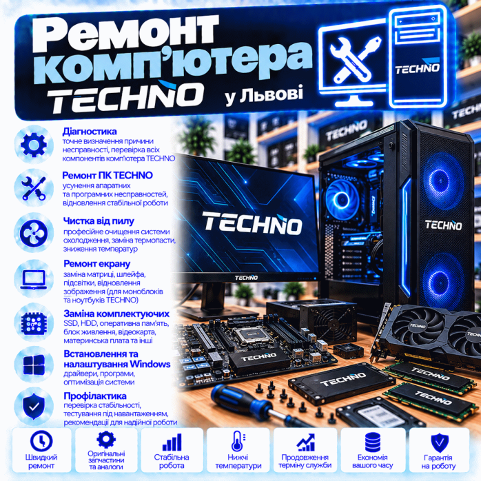 Ремонт комп’ютера TECHNO у Львові