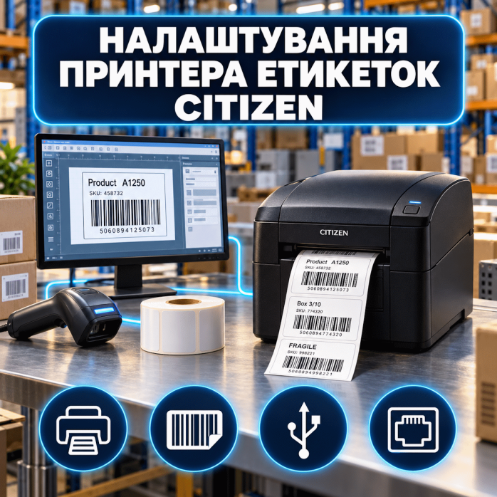 Налаштування принтера етикеток Citizen
