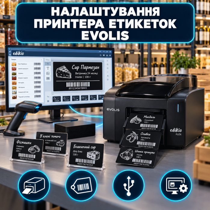 Налаштування принтера етикеток Evolis