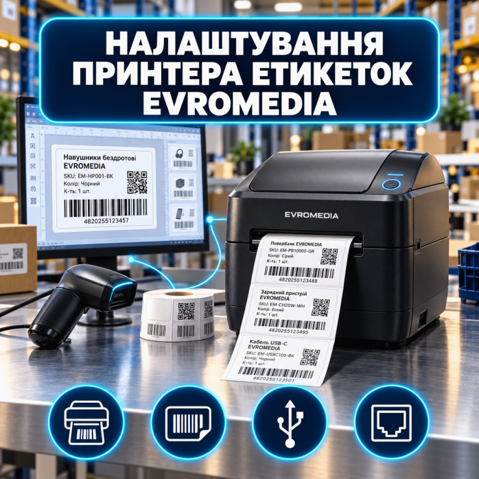 Налаштування принтера етикеток Evromedia