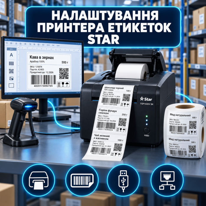 Налаштування принтера етикеток Star