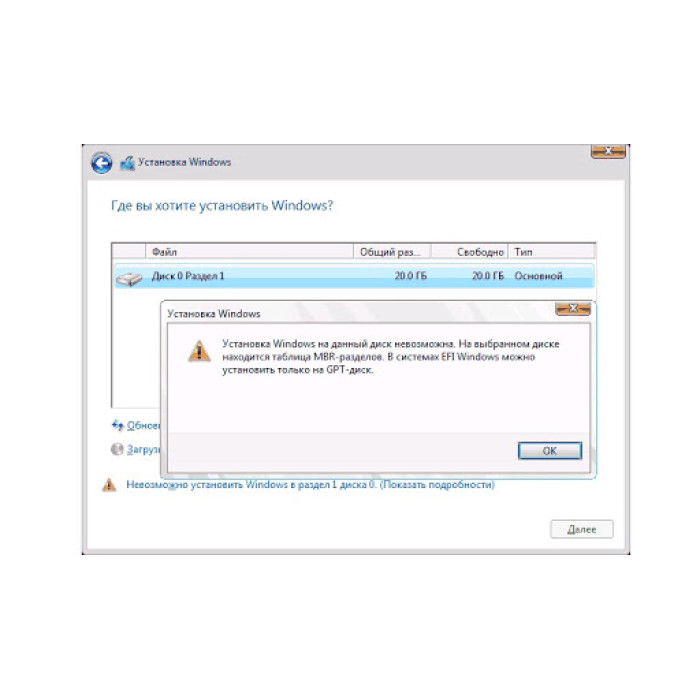 На вибраному диску знаходиться таблиця MBR-розділів