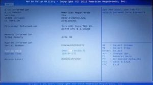 Головна сторінка налаштувань BIOS