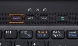 Клавіша Assist на ноутбуці Sony Vaio